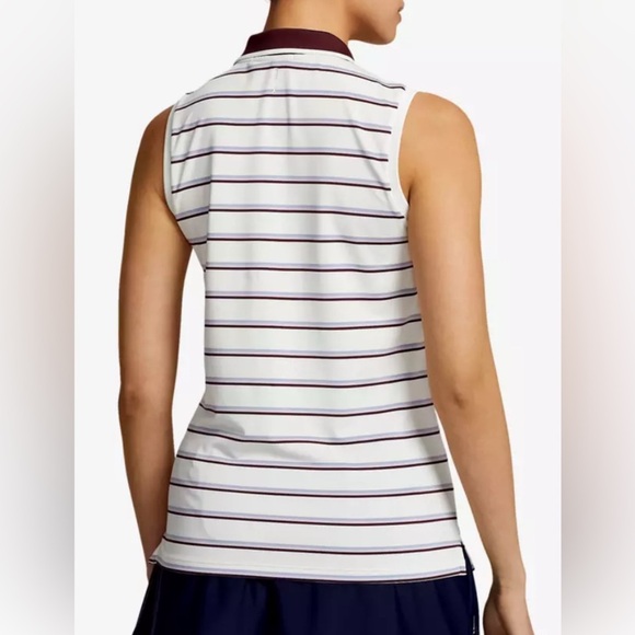 RLX Ralph Lauren Sleeveless Golf Polo Top Size Large Striped EUC - Picture 2 of 4